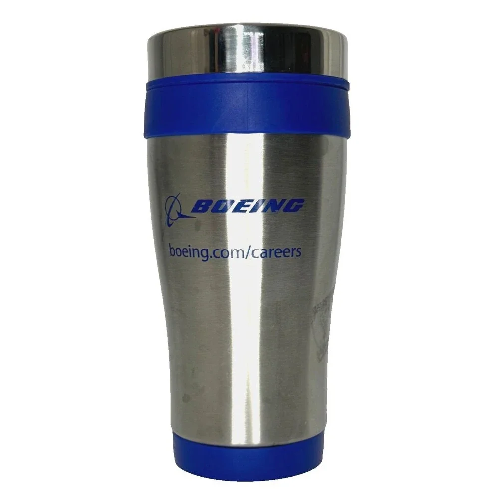 Boeing Stainless Steel Travel Mug Blue Insulated Coffee Cup w Lid